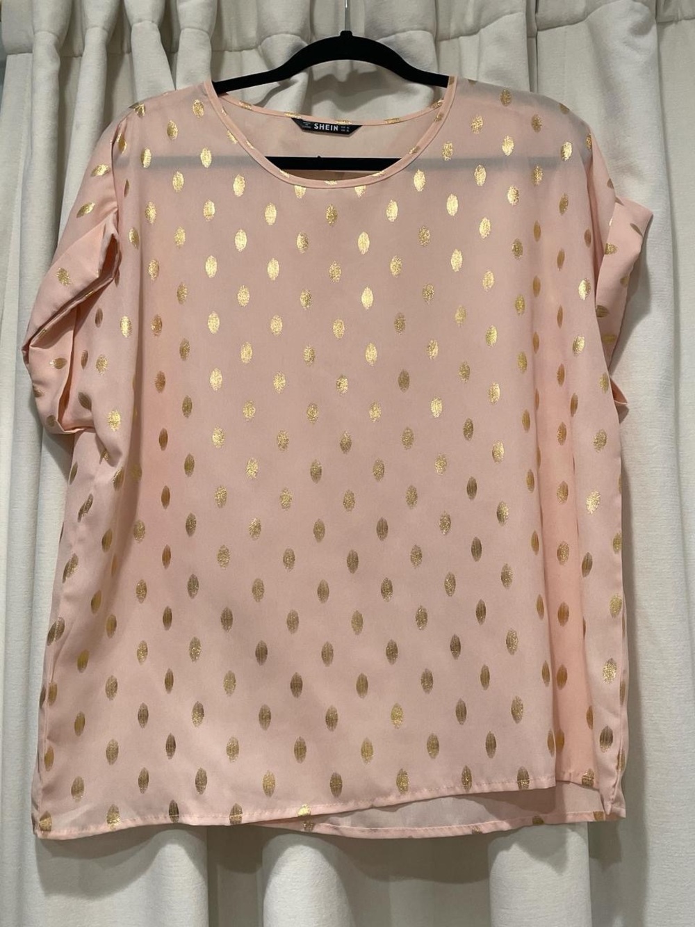 SHEIN Pink Blouse with Metallic Gold Dot Accents